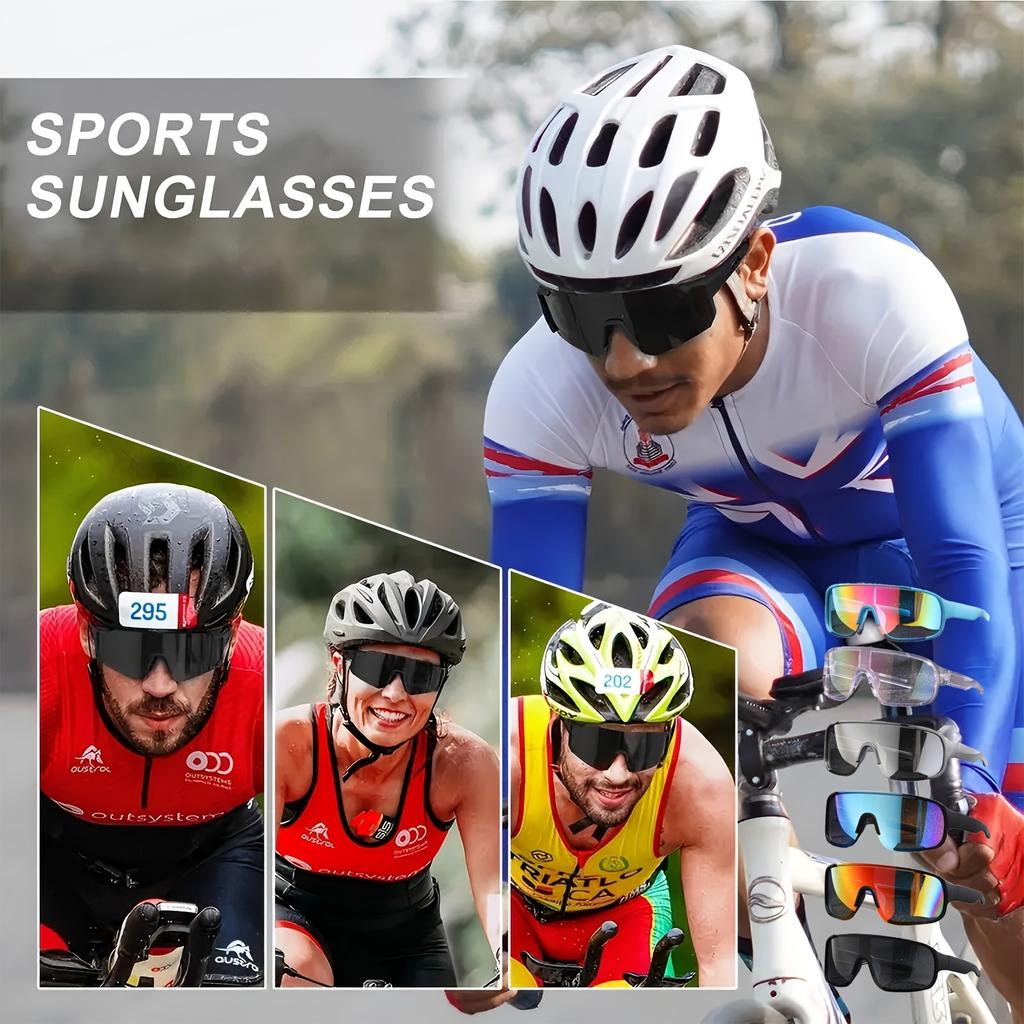 6 Pairs of Men's and Women's Fashionable Sports Glasses - Lightweight PC Frame, UV Resistant, Durable, Anti Glare, High