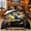 Conjunto de Roupa de Cama com Padrão Cristiano Ronaldo 3 Peças Nome Personalizado, Lençol e Fronhas Para Quarto de Casa
