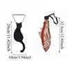 Farbkontrast Schwarze Katze Serie Krawatte Verspielter Fisch Asymmetrisches Design Französische Vintage Fliege Bohème Stil Lustig