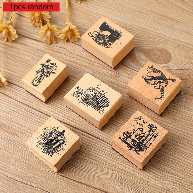 

Gift Creative Stationery Good Times Handbook Seal DIY Retro Literary and Artistic Daily Decoration Wooden 6 Options Kawai Lovely