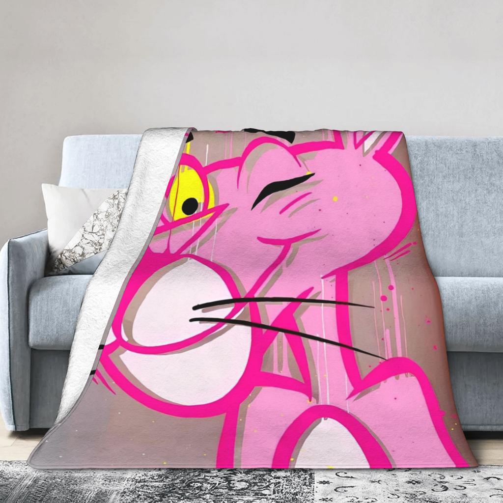 Pinks Panthers Graffiti Blanket Flannel All Season Multifunction Lightweight Throw Blankets for Home Couch Rug Piece
