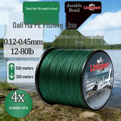 LinExpert 300m/500m 4-Strand PE Braided Fishing Line, Anti-Tangle, Multi-Strand Main Line
