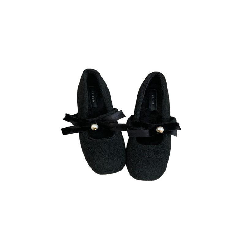 French Temperament Gentle Small Fragrance Mary Jane Spring and Autumn Retro Inner Height Increase 4CM Bow Pearl Single Shoes Women