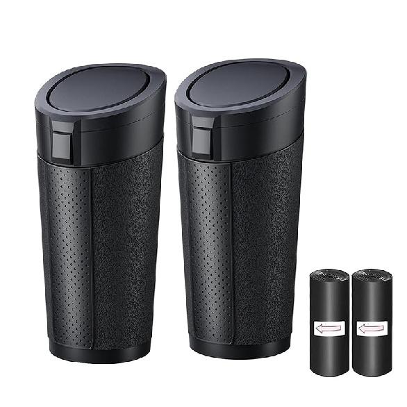 Car Trash Can With Lid, 2 Packs Leakproof Vehicle Garbage Bin, Compact Cup Holder Design, Includes 40 Trash Bags, Ideal For Car, Truck, Home, Office,