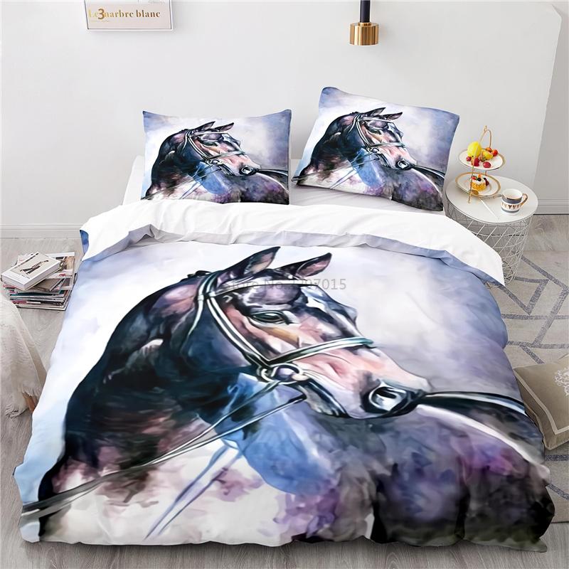 

Animal Art Horse Painting 3d Bedding Set Print Duvet Cover Sets with Pillowcases Home Textile Single Double Queen King Bed Linen 135x200cm