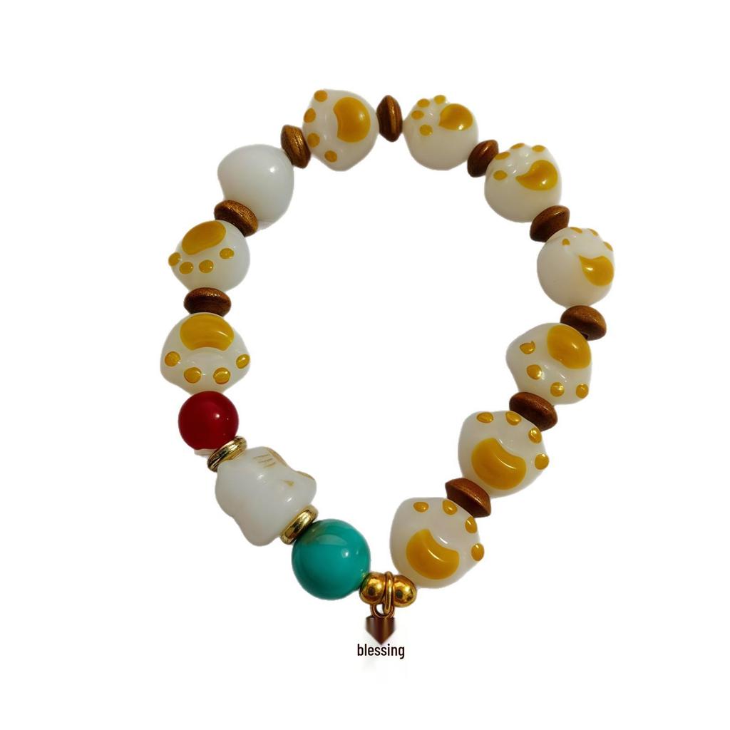 Douyin Hot Caramel Cat Paw Charm Bracelet - Women's Wrap-Around Soft Wenwan, Perfect Student Gift for Bestie