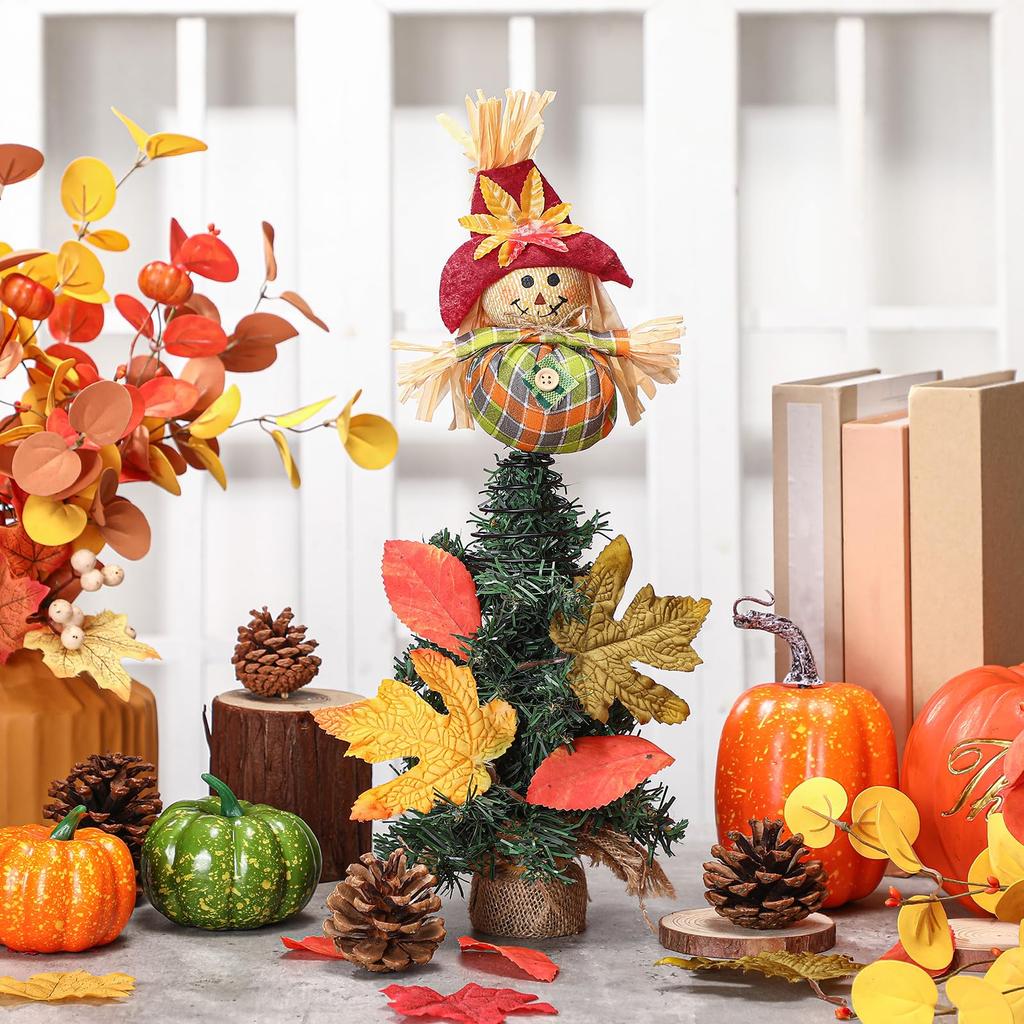 Thanksgiving Miniature Tree Decorations, Scarecrow, Fall Christmas Tree Decorations, Home Party Supplies Decorations
