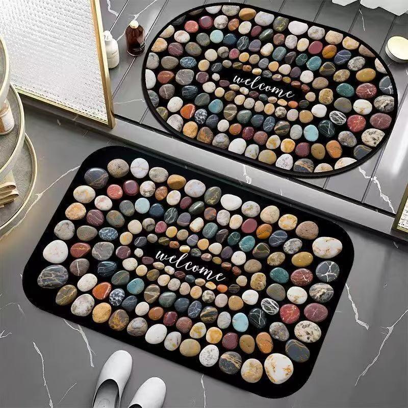 Квадратные визуальные напольные коврики, водопоглощающие и противоскользящие коврики для ног для домашних ванных комнат, подходят для спален, кухонь и ванных комнат 40*60cm