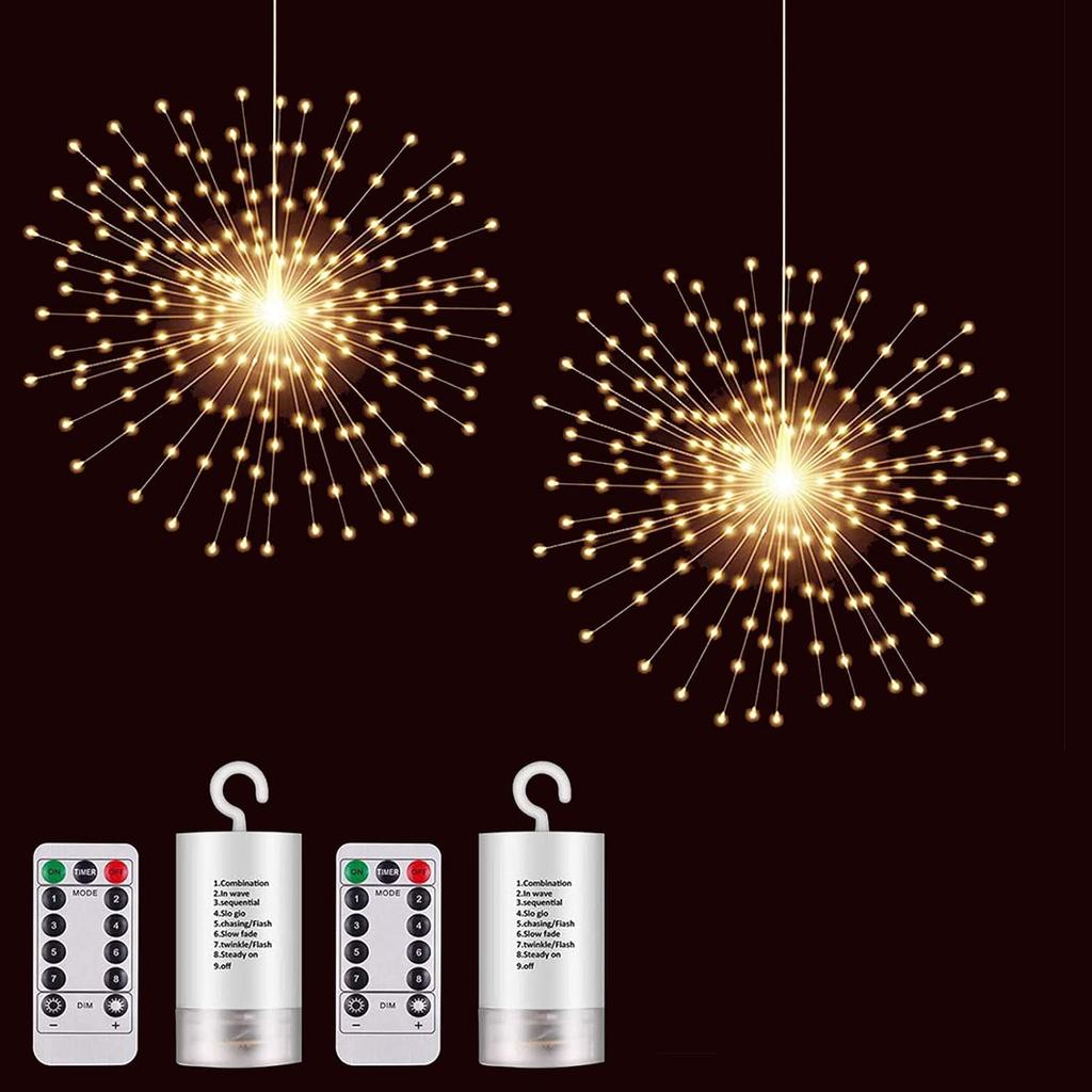 SHUKAN Starburst Sphere Lights,2 Pack 200 LED Fireworks Light with Remote