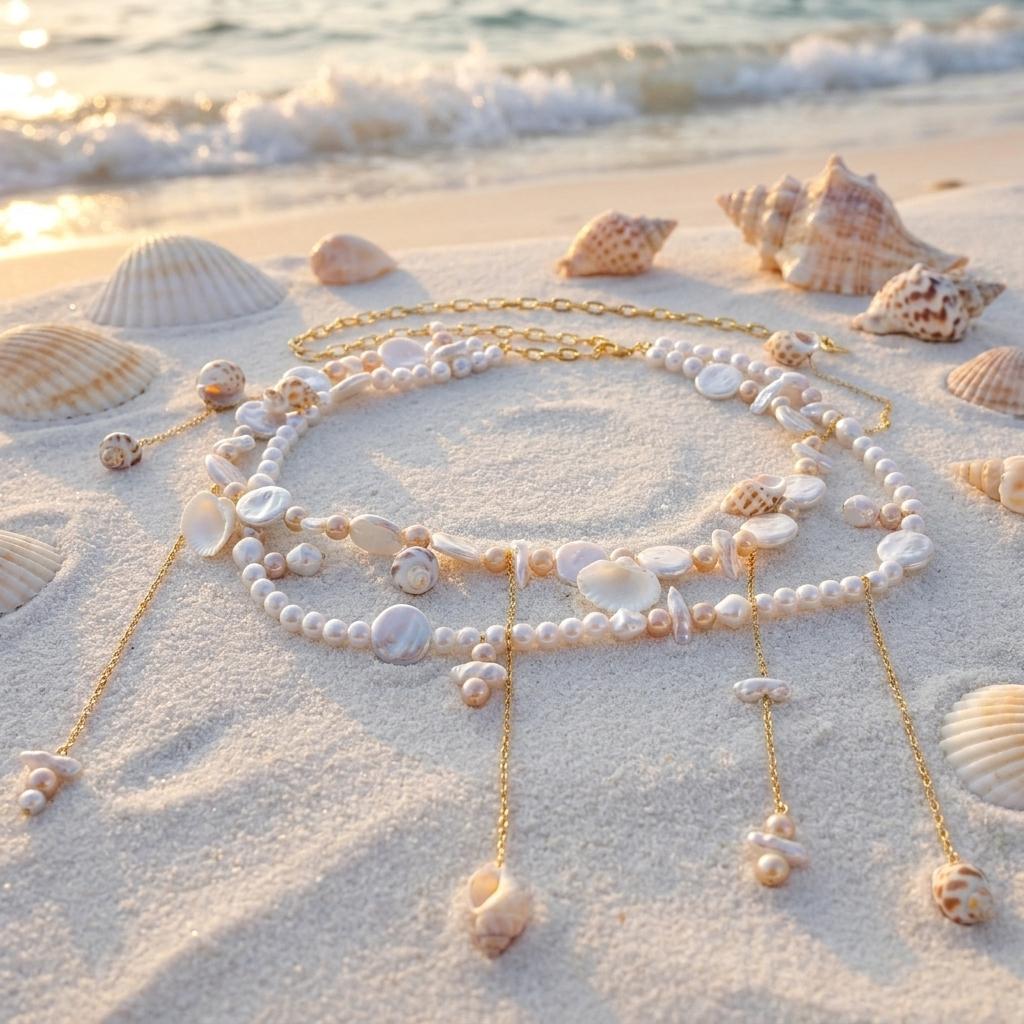 Bohemian Pearl Shell Belly Chain For Women Double Layer Conch Scallops Metal Tassel Waist Belt Summer Beach Bikini Body Jewelry