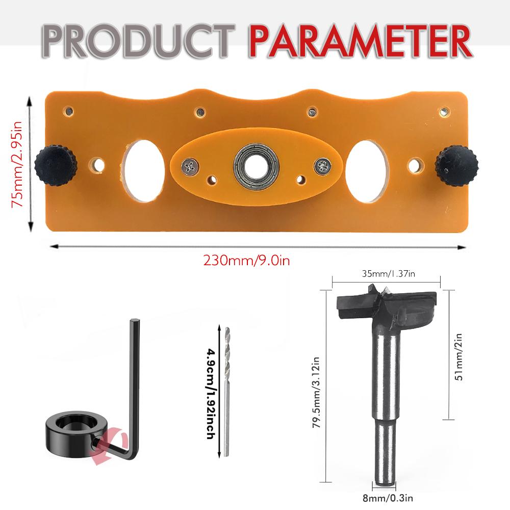 Drilling Jig Hole Guide Concealed Drill Guide 35mm Hole Locator High Precision Woodworking Tool Positioning Quiet Drilling
