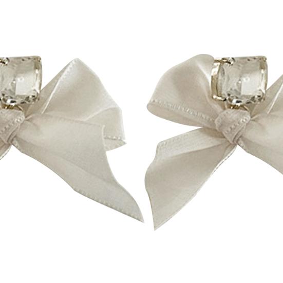 1 Pair Dangle Earrings Bowknot Fabric Jewelry Sweet Long Lasting Earrings for