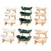 Multi Layer Fruit Basket with Bamboo Stand, Plastic Tiered Snack Tower for Candy Nuts, Space Saving Kitchen Counter Organizer for Living Room