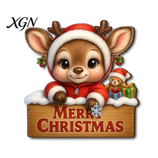 Warm Atmosphere Wall Art Decor Christmas Wooden Pendant, Decorative Reindeer/Santa Claus/Gnome Pattern Hanging Sign, Welcome Sign with Weather