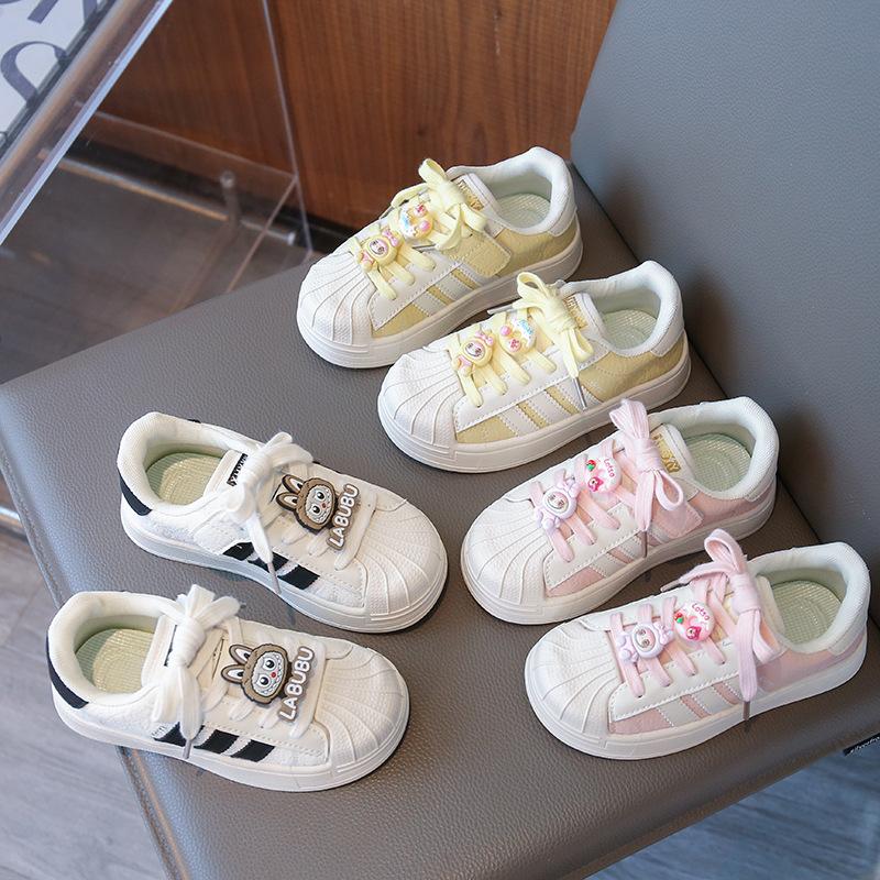 Girls shell head white shoes children's new autumn new products soft sole non-slip low-top board shoes casual classmates