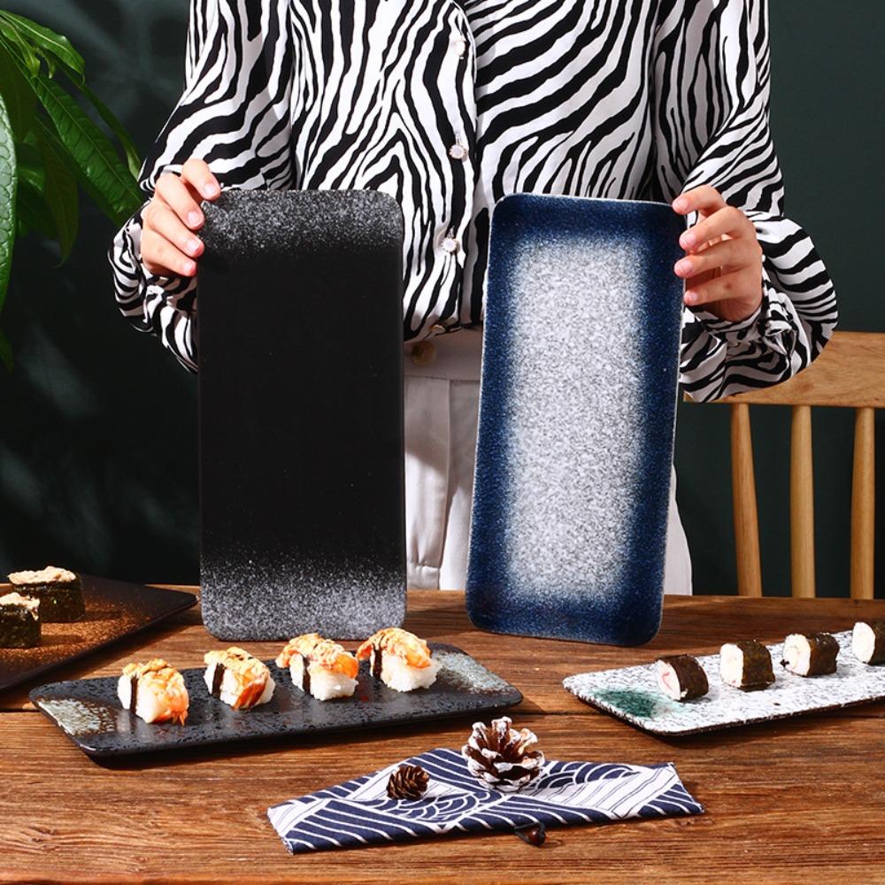 Ceramic Japanese Style Sushi Plate Rectangle Dessert Plate Kitchen Accessories Flat Plates  Home
