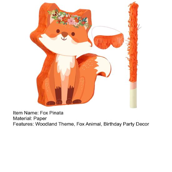 Fuchs Geburtstagsparty Pinata Waldthema Pinata mit Stock Augenbinde Konfetti für Tier Fuchs Themen Geburtstagsparty Baby Shower Deko
