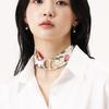 ONSZ White Floral Silk Twilly Scarf