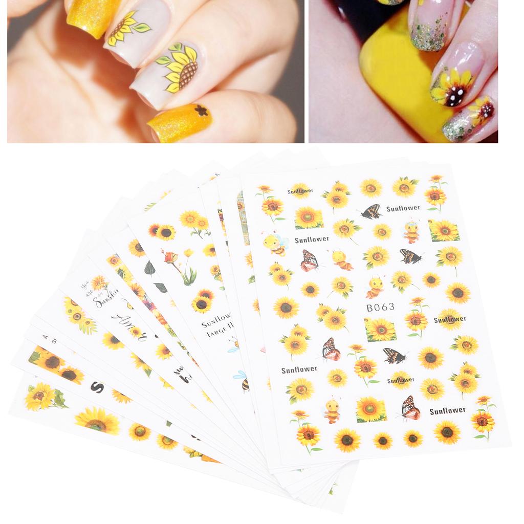 12pcs / Set Sunflower Nail Art Stickers DIY Nail Art Manicure Decoration Stickers Supplies