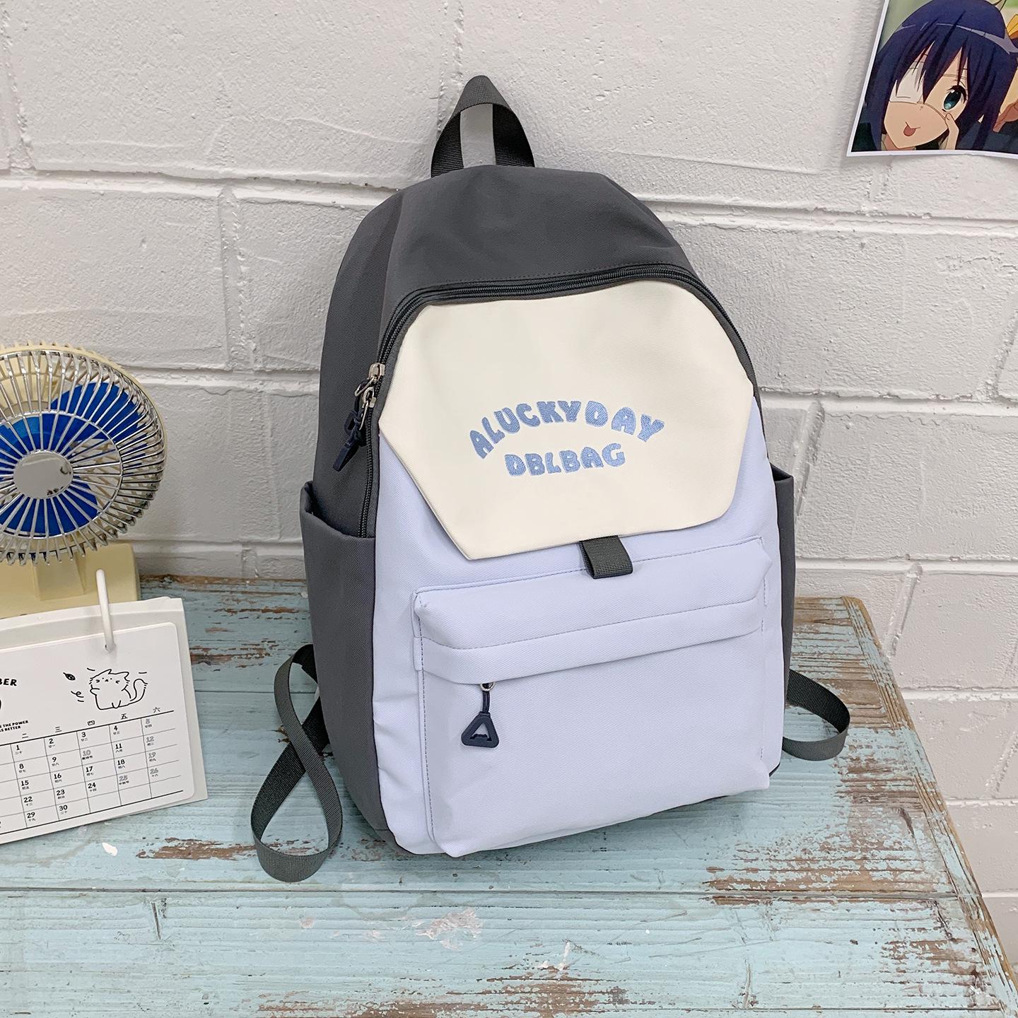 

Fashionable Large Capacity Water-Resistant Color-Block Backpack for Students