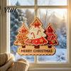 Christmas Front Entrance Sign Wooden Hanging Ornament, Multi-Layer Tree Wood Plaque Atmosphere Wall with Rope, Merry Festive Door Decor Shaped Signs