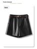 Coffee PU Leather High-Waisted A-line Shorts for Women & Girls - Winter 2025 Fashion, Slimming & Versatile