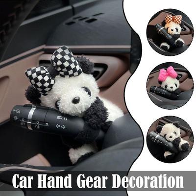 Mignon Panda Dessin Animé Housse de Pommeau de Levier de Vitesse de Voiture Peluche Douce Décoration Intérieure Étui de Frein Accessoires Auto Ours Jouet Levier de Vitesse Han B8P2