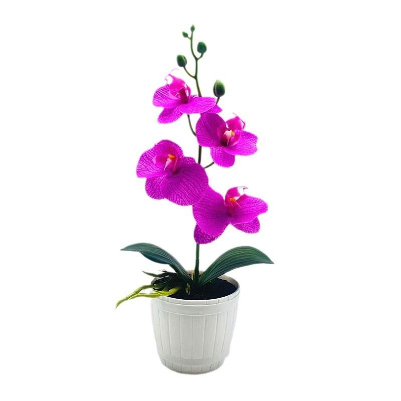 Flower Simulated Four Phalaenopsis Artificial Green Plant Potted Decor Indoor