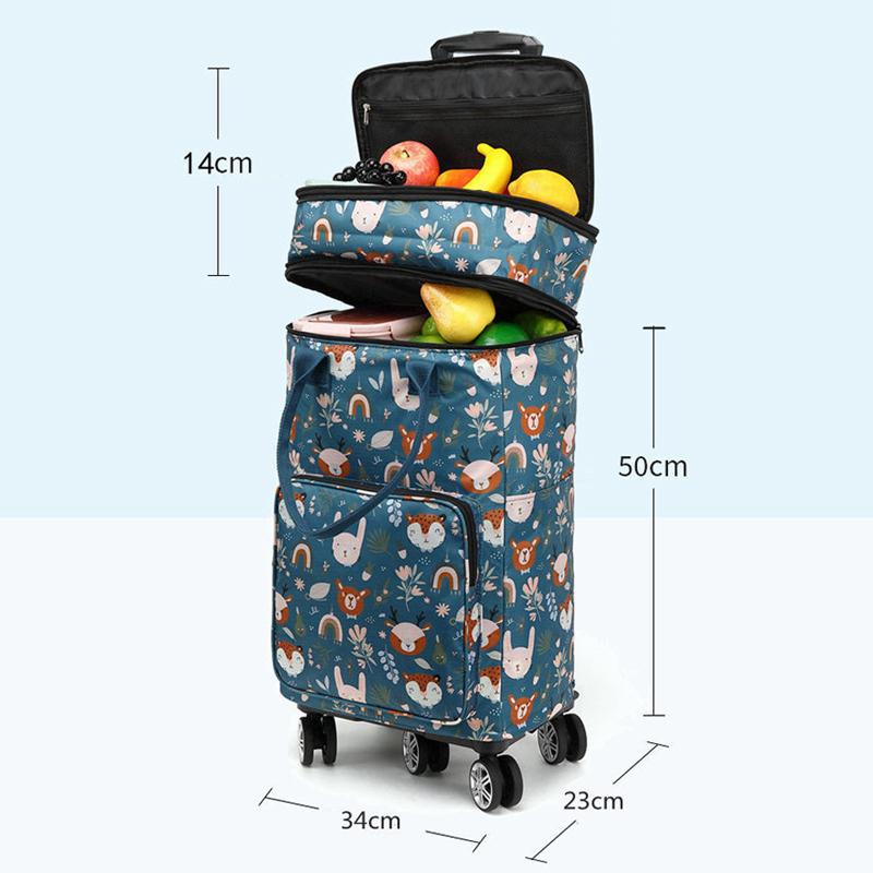 Telescopic Trolley Bag Supermarket Shopping Bag Folding Portable Lightweight Universal Wheel Travel Bag