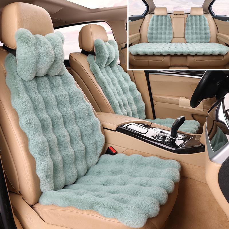 Winter Velvet Car Seat Cushion Set - Thickened Plush, Warm, 3-Piece with Backrest