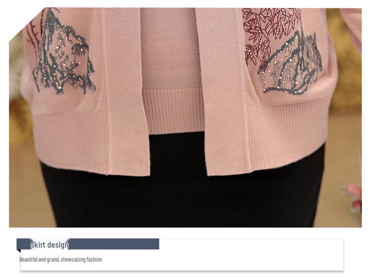 Women's Autumn & Spring Knitwear Set: Sweater & Cardigan for Middle-Aged & Elderly