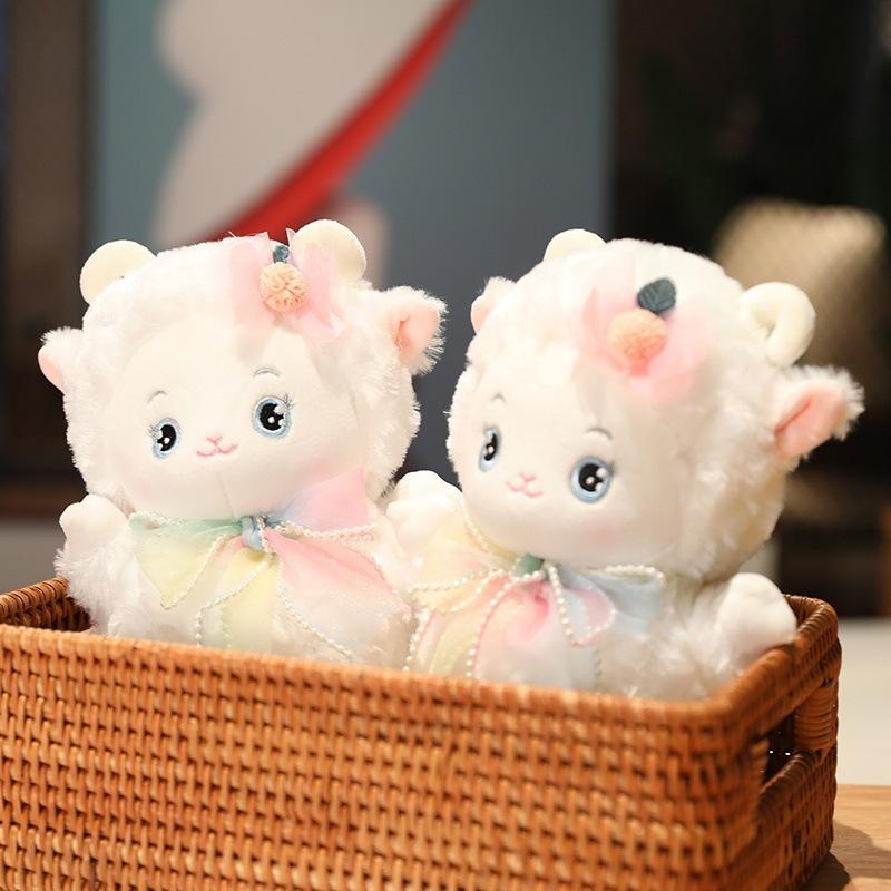 Păpușă miel celebritate internet jucărie de pluș drăguță păpușă de pânză drăguță oiță alpaca păpușă cadou de ziua de naștere pentru copii