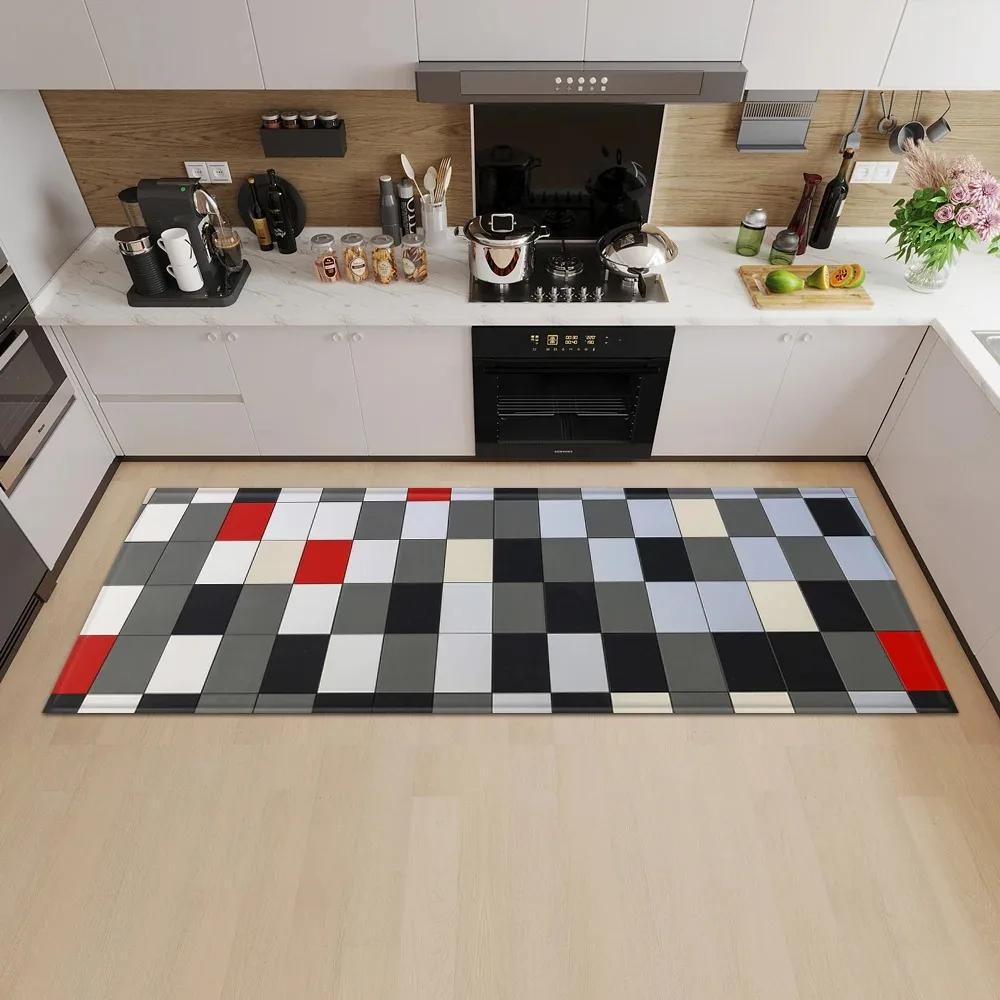 Geometric Square Pattern Home Kitchen Floor Mat Door Front Decoration Floor Mat
