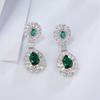 Elegant Oval Water Drop Emerald Earrings in 925 Sterling Silver