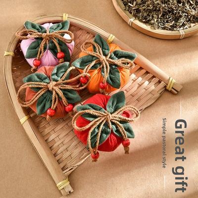 Portable Incense Bag with Persimmon Pendant Empty Bag Blessing Purse Rearview Mirror Pendant Car Pendant Drawstring Pocket