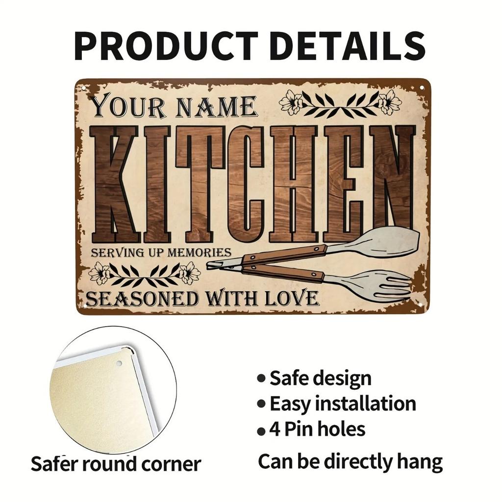 Personalized Retro Kitchen Tin Sign Home Wall Decor
