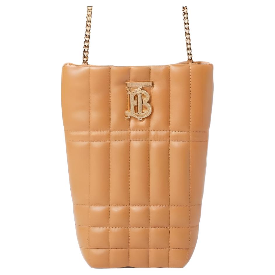 Burberry Lola Bag Hidden Logo Magnetic Buckle Quilted Lambskin Bucket Crossbody Shoulder Bag Women Bags Light-Brown 80610531