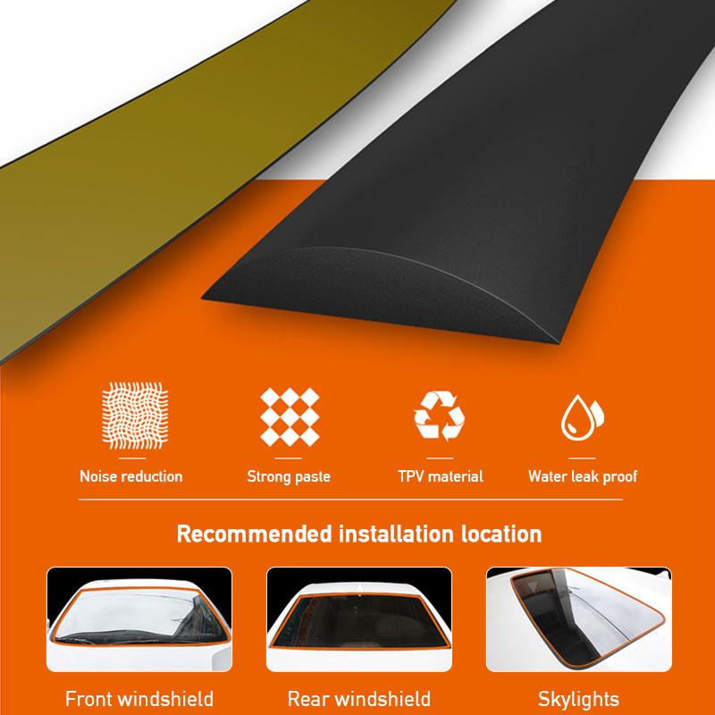 Car Ceiling Seal Strip Waterproof Roof Rubber Weather Strip 15mm Windshield Seal Stripping Leak-Proof Trim Accessories