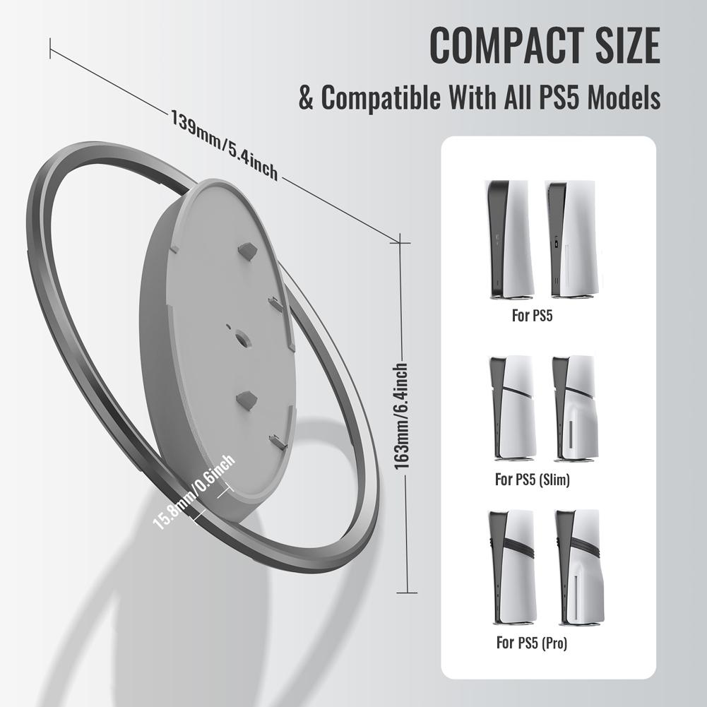 Portable Metal Vertical Stand Game Console Host Stand Anti-Slip Base Holder Base Stand Replacement for PS5 Pro/PS5 Slim/PS5