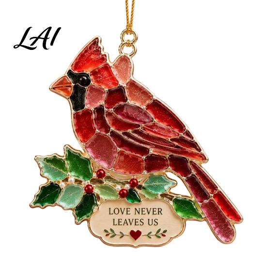 Memorial Ornaments for Christmas Handmade Sea Glass Ornament Mosaic Angel/Heart/Red Bird/Tree Hanging Coastal Tree Decoration with Sentimental Text,