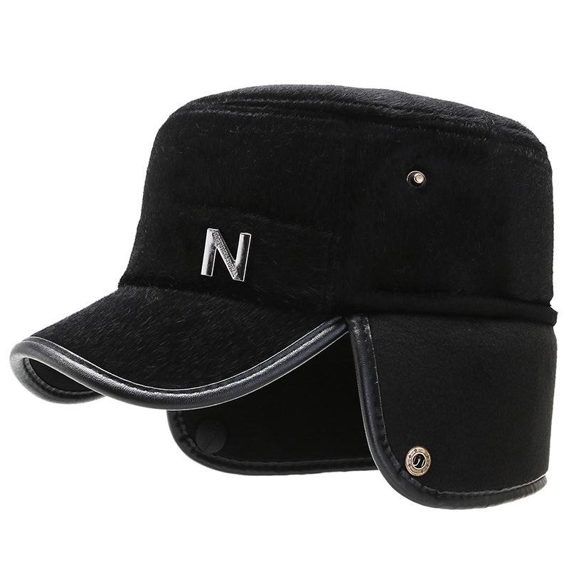 Autumn Winter Military Caps Middle-Aged and Elderly Father Thick Cap Old Man Ear Protection Warm Cap Flat Top Cap