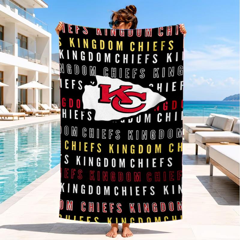 Kansas Chiefs Logo Beach Towel, Quick-drying, Easy to Care for, Suitable for Both Fitness and Beach Vacations,Sports Essential
