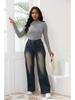 2024 Amerikanische High-Waist Straight-Leg Jeans: Trendige Damen Plus Samt Denim für Herbst/Winter