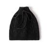 % Pure wool knitted hat autumn and winter warm wool hat empty top drawstring hat bag head cold hat neck cover hat dual purpose