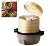 Mushizanmai Elektrischer Dampfgarer (Zweistufiger Bambusdämpfer Inklusive 8 Rezeptbuch) Ein Dampfgarer in Profi-Qualität, der hervorhebt