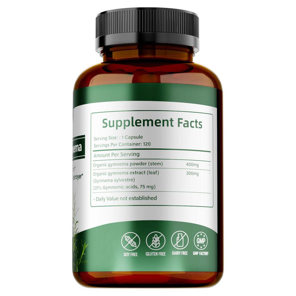 Organic Gymnema Capsules Support Balanced Health, Enhance Pancreatic Function, Are Vegan, and Suitable for Adults.