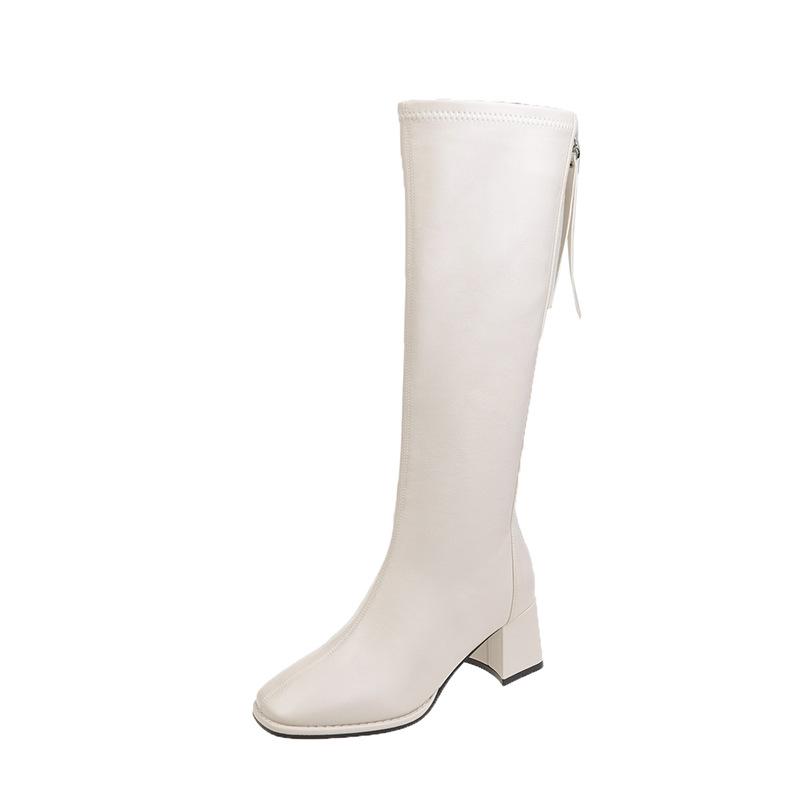 Women's Korean Style Square-Toe High-Heeled Boots - Autumn/Winter 2021