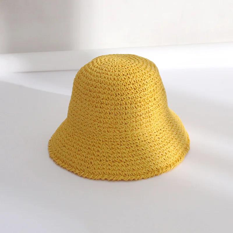 Womens Sun Hat Handmade Straw Bucket UV Protection Wide Brim Packable Travel Summer Cap Foldable Beach Breathable Sun Hat