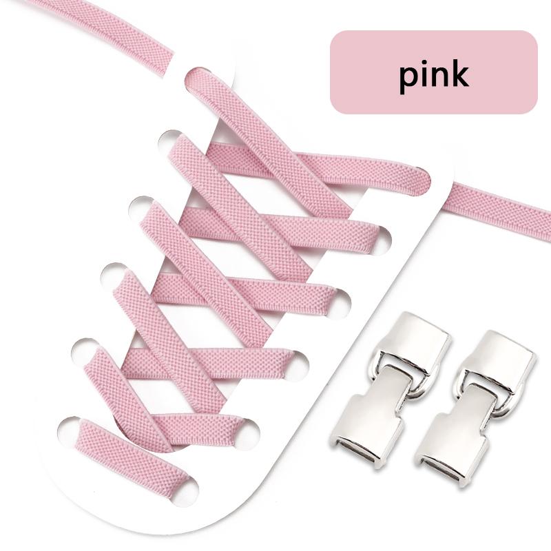 1 Pair Flat Shoelaces Metal Buckle Lock Elastic Shoe Laces Without Ties Sports Enthusiasts Lazy Shoes Lace Accessories