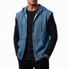 Men's Casual Full Zip Hooded Denim Vest Jacket, Sleeveless Jean Outerwear for Everyday Wear